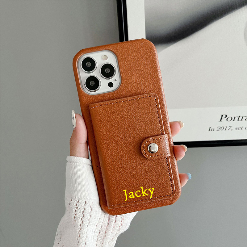 Personalized Monogram Leather Phone Cover Case with Card Pocket | OFCase096