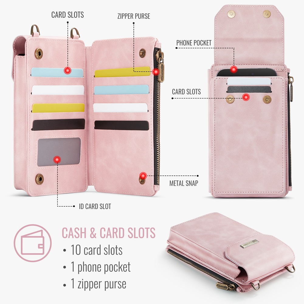 Personalized Name Crossbody Zip Card Slot Leather Phone Bags | OFBag05