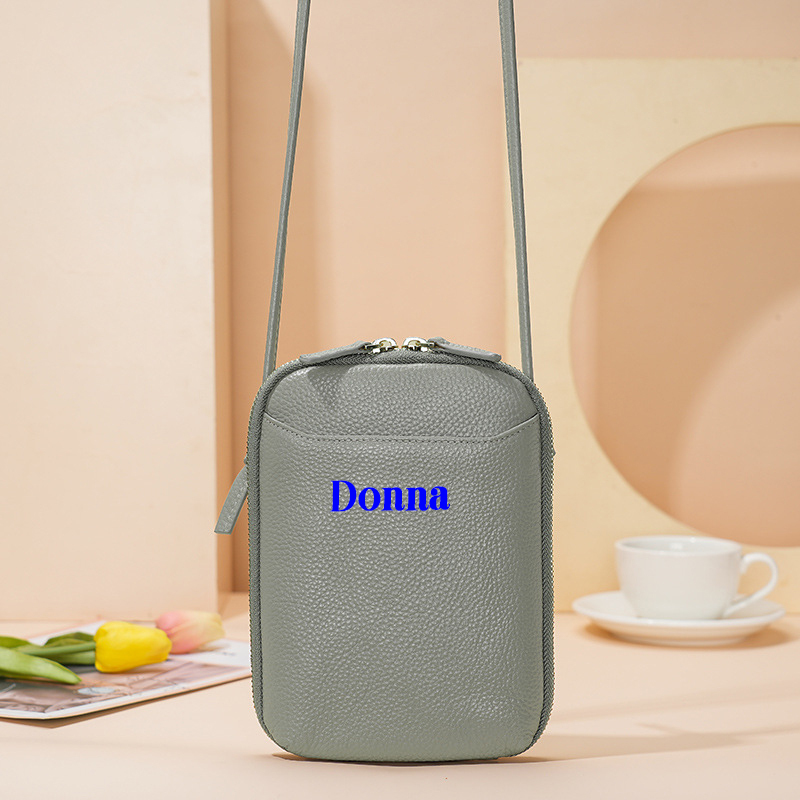 Personalized Adjustable Strap Zip Card Slot Leather Phone Bags | OFBag01