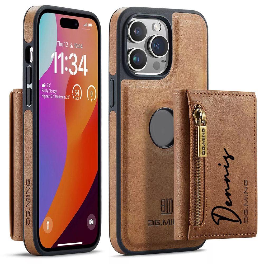 Personalized Leather 2-in-1 Detachable Magnetic Wallet Phone Case | OFCase147
