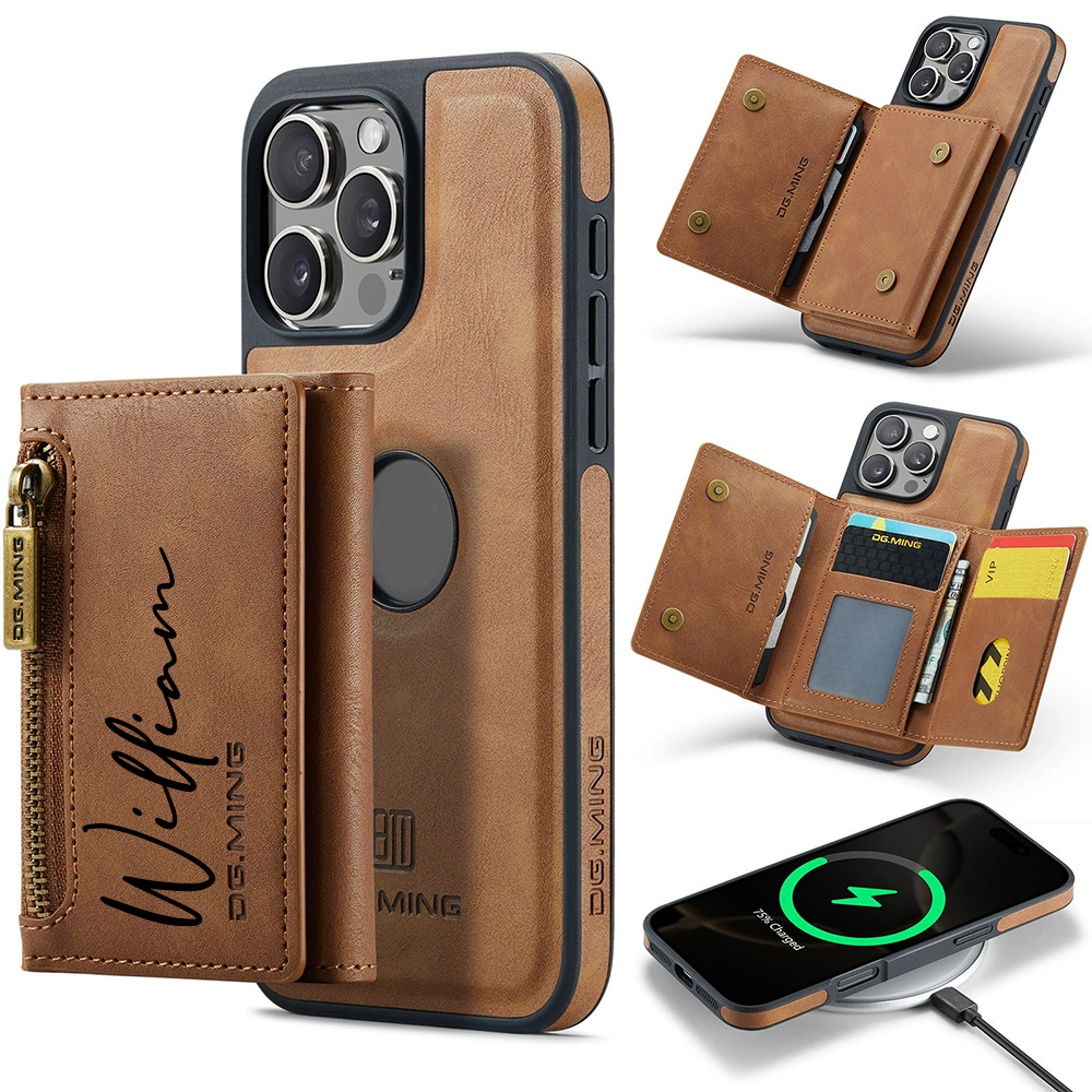 Personalized Leather 2-in-1 Detachable Magnetic Wallet Phone Case | OFCase147