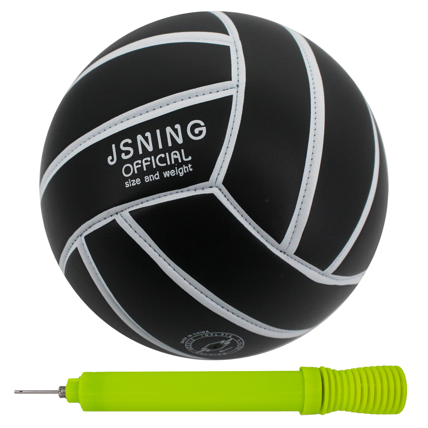 Black Volleyball ，Classic Minimalist Design Volleyball Soft Touch for Outdoor Indoor Beach Game Official Size 5,Volley Lite Volleyball with Pump