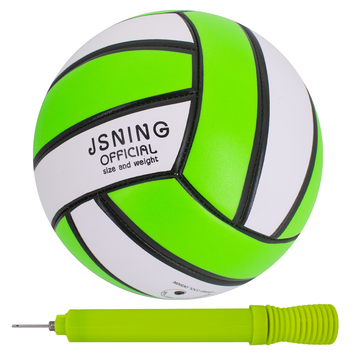 Green White Volleyball ，Classic Minimalist Design Volleyball Soft Touch for Outdoor Indoor Beach Game Official Size 5,Volley Lite Volleyball with Pump