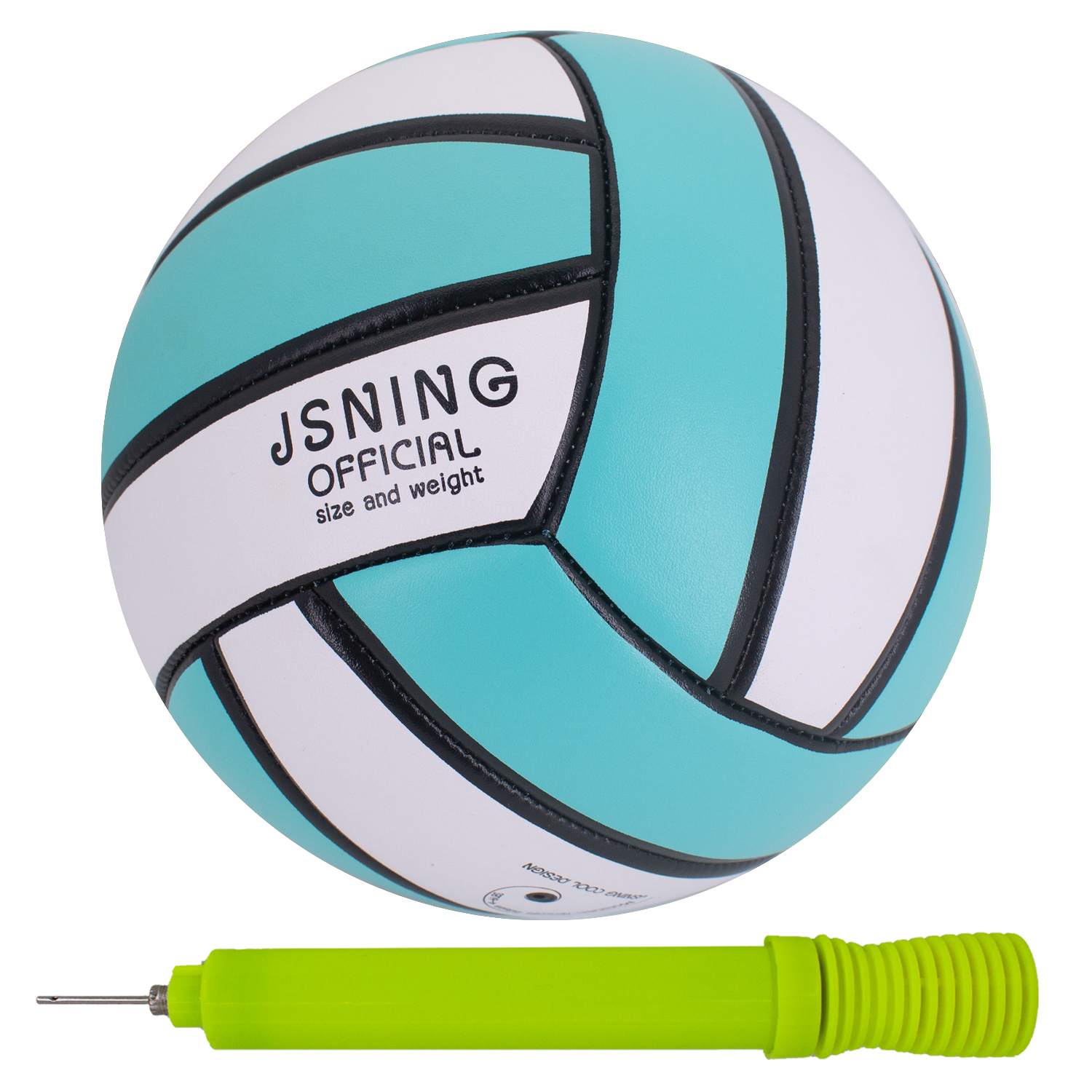 Teal Mint White Volleyball ，Classic Minimalist Design Volleyball Soft Touch for Outdoor Indoor Beach Game Official Size 5,Volley Lite Volleyball with Pump