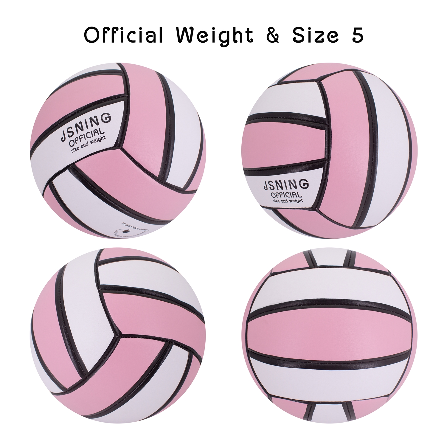 Pink White Volleyball ，Classic Minimalist Design Volleyball Soft Touch for Outdoor Indoor Beach Game Official Size 5,Volley Lite Volleyball with Pump