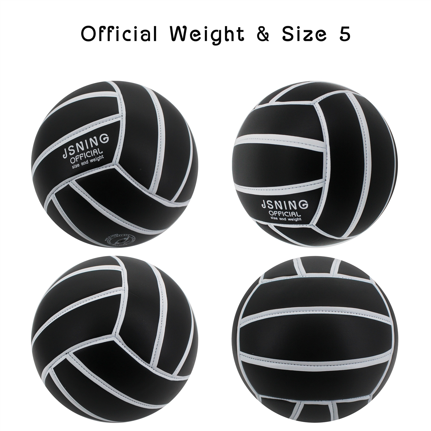 Black Volleyball ，Classic Minimalist Design Volleyball Soft Touch for Outdoor Indoor Beach Game Official Size 5,Volley Lite Volleyball with Pump