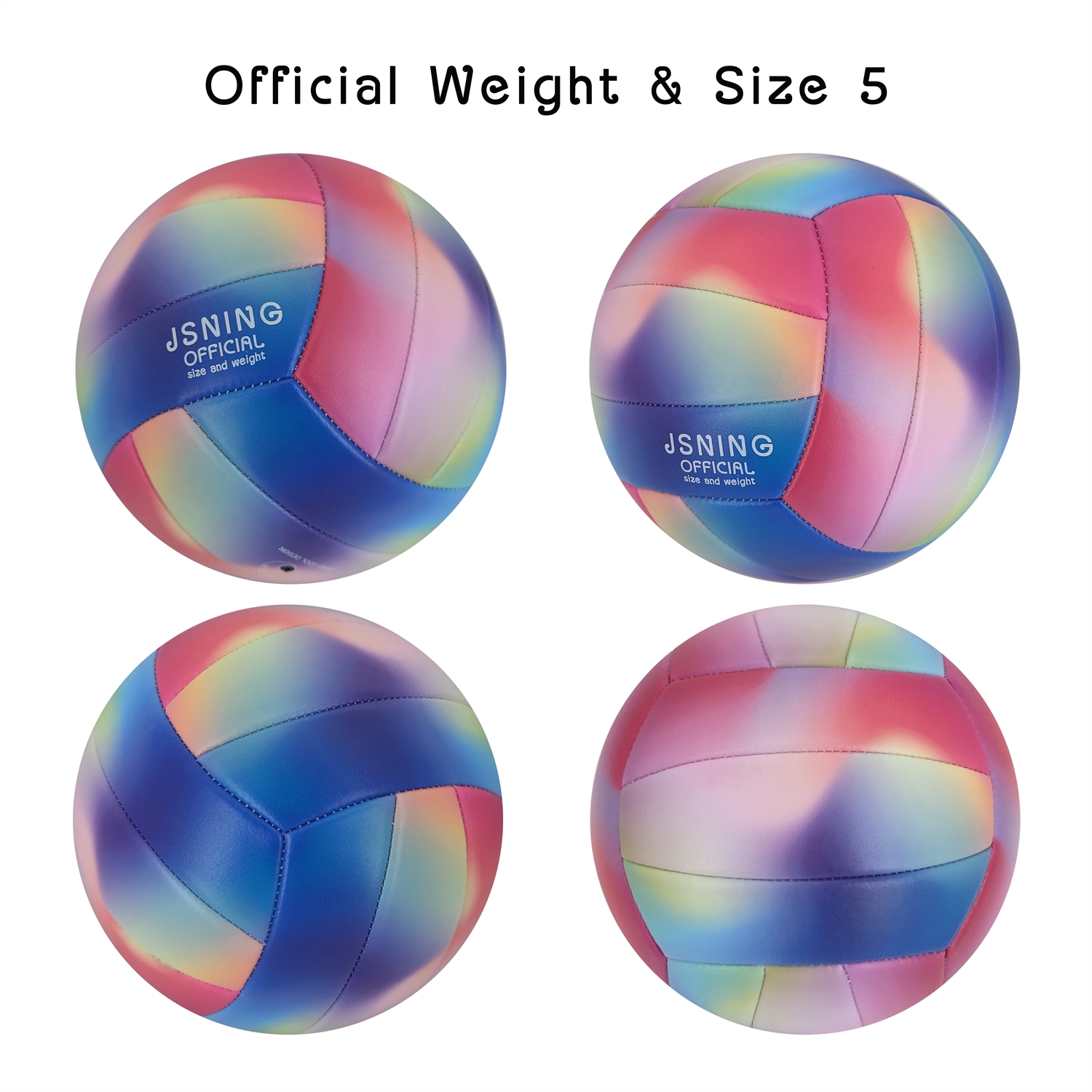 Gradient Color, Chromatic Colorful Volleyball with Pump,Volleyball Soft Touch,Volley lite for Outdoor Indoor Beach Game,Official Size 5 Volleyball,Cool Cute Design