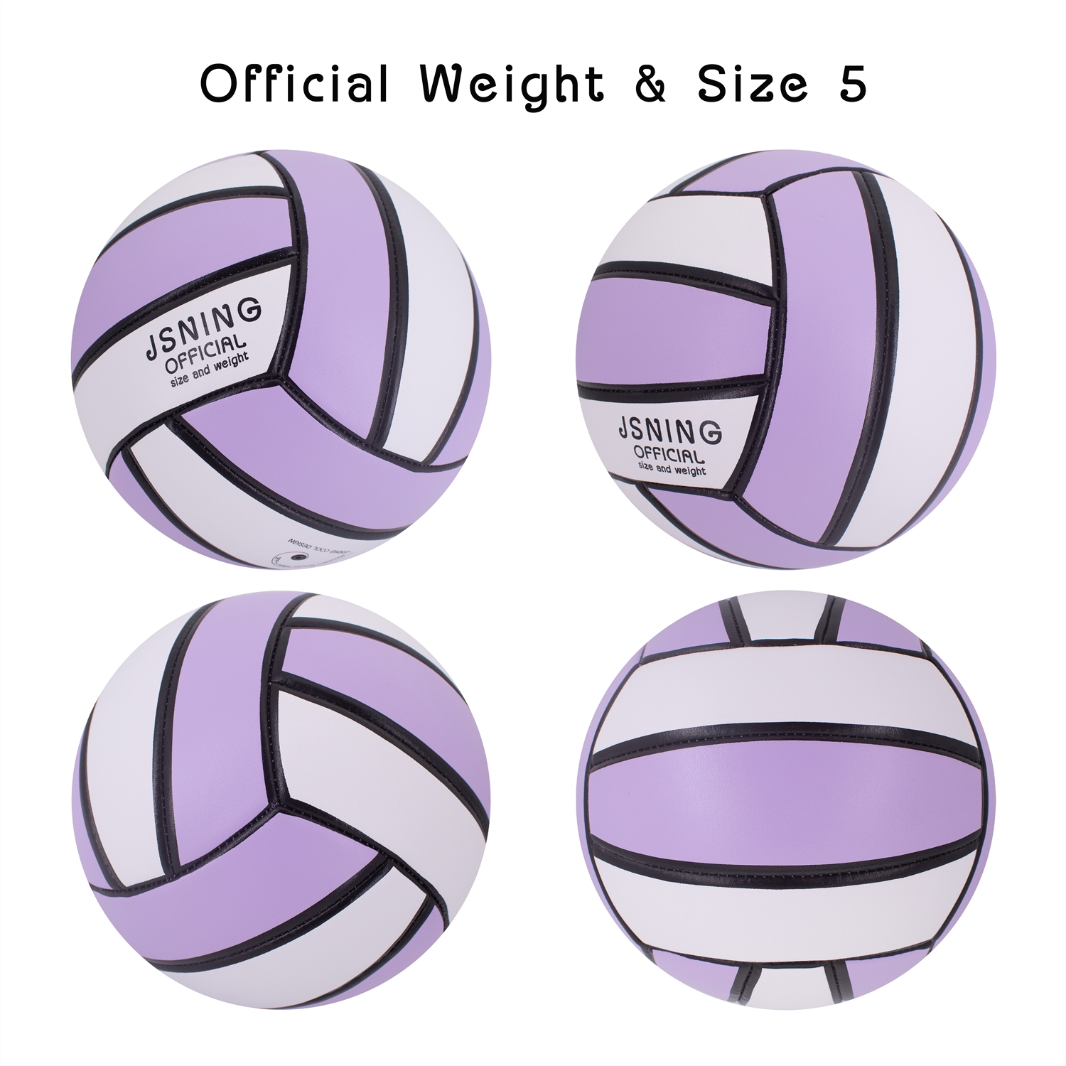 Purple White Volleyball ，Classic Minimalist Design Volleyball Soft Touch for Outdoor Indoor Beach Game Official Size 5,Volley Lite Volleyball with Pump