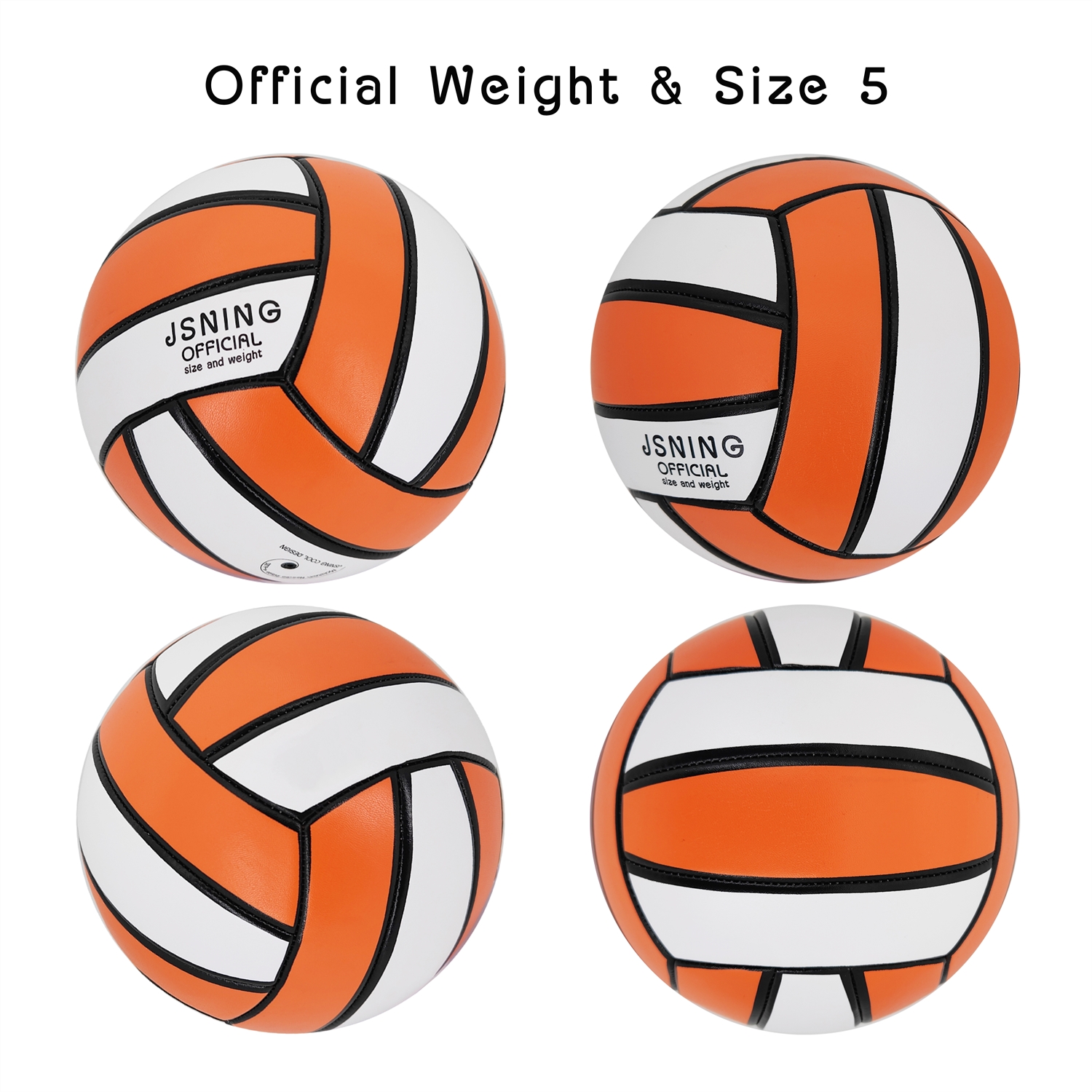 Orange White Volleyball ，Classic Minimalist Design Volleyball Soft Touch for Outdoor Indoor Beach Game Official Size 5,Volley Lite Volleyball with Pump