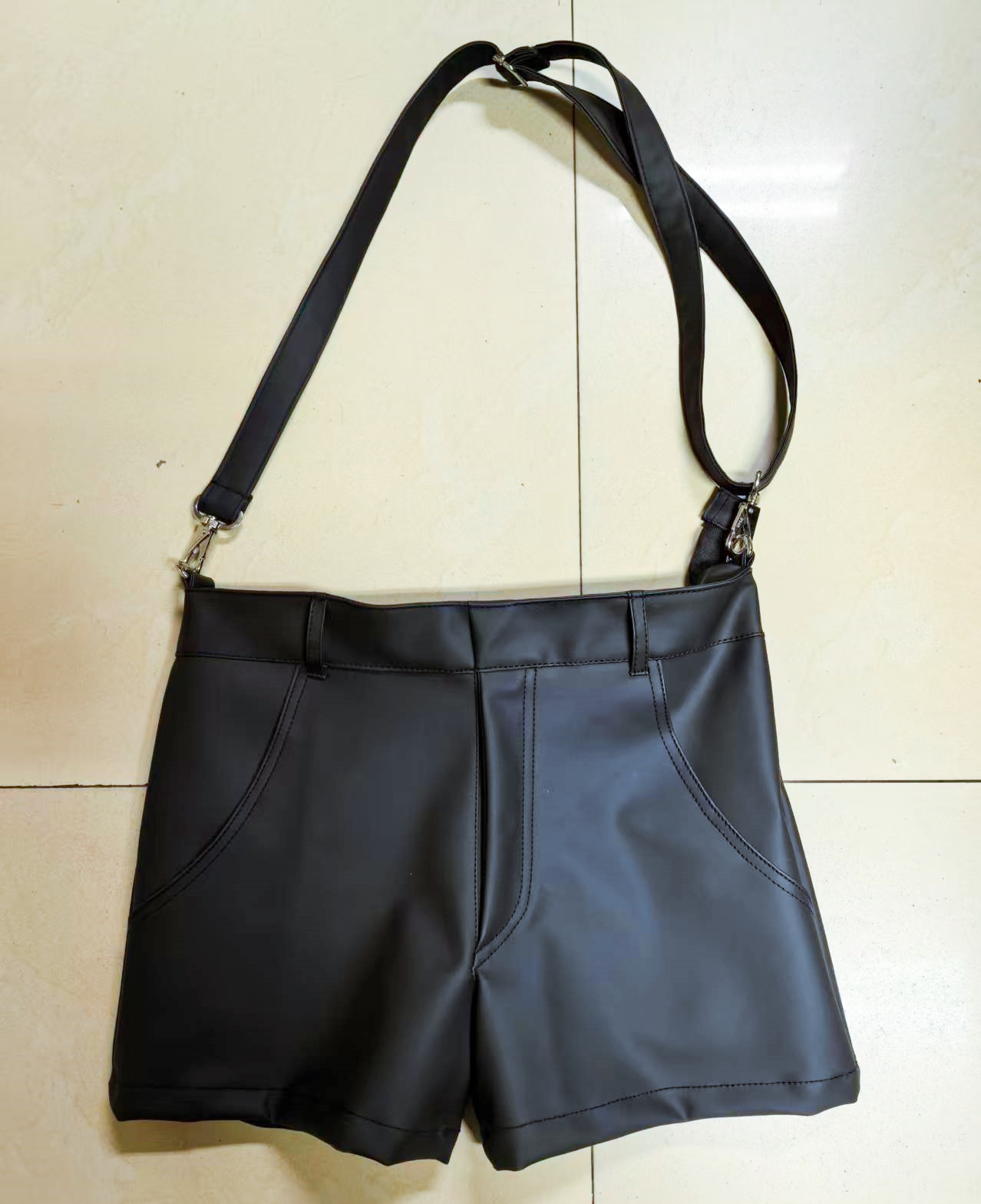 Short leather pants handbag
