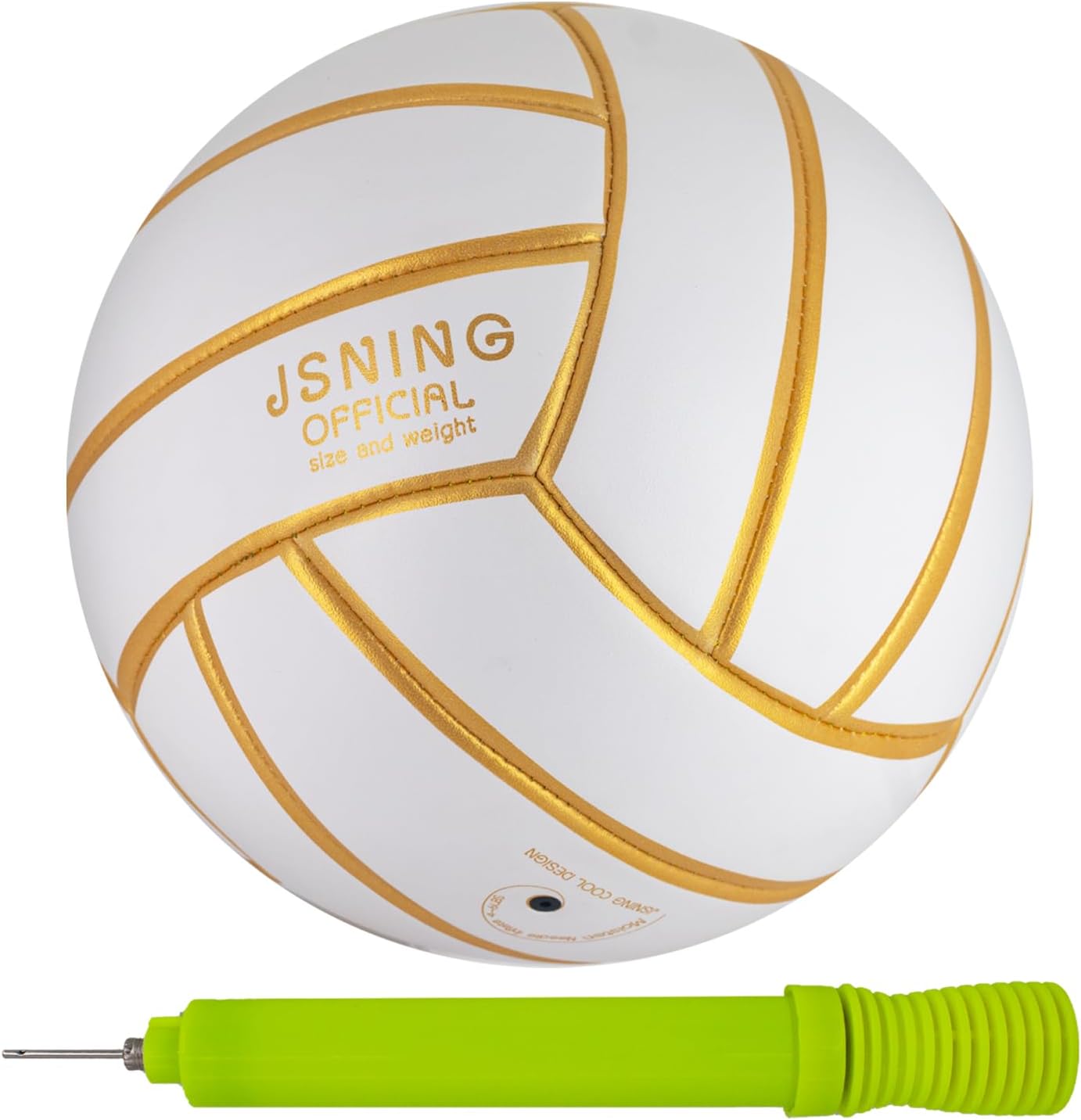 Golden White  Volleyball ，Classic Minimalist Design Volleyball Soft Touch for Outdoor Indoor Beach Game Official Size 5,Volley Lite Volleyball with Pump