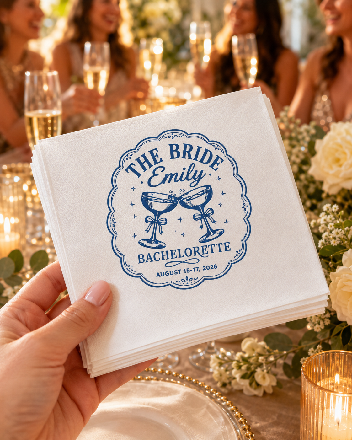 Personalized Bachelorette Napkins, Custom Cocktail Party Napkins, Bridal Shower Table Decor, Bride Weekend Favors, Custom Paper Napkins