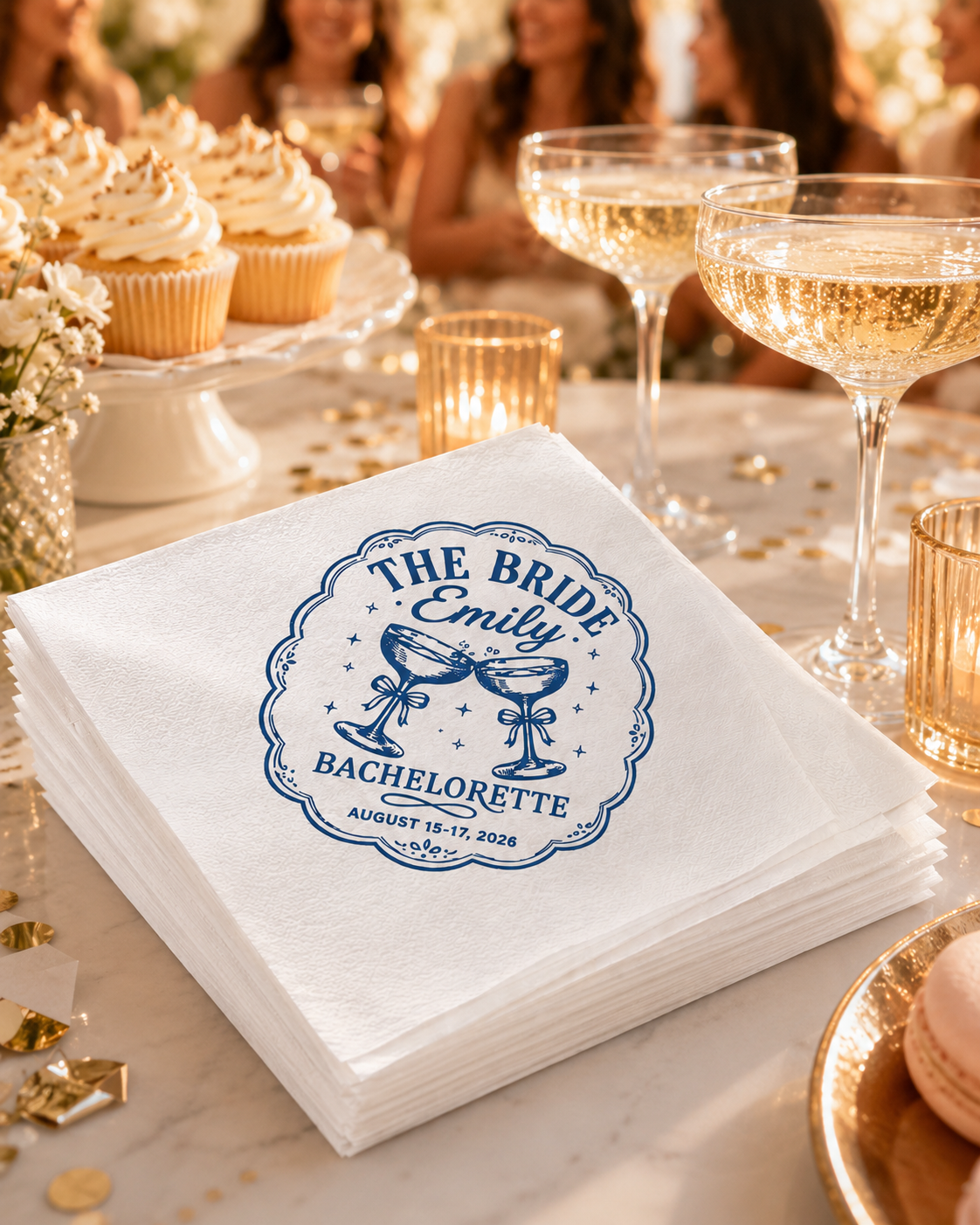 Personalized Bachelorette Napkins, Custom Cocktail Party Napkins, Bridal Shower Table Decor, Bride Weekend Favors, Custom Paper Napkins