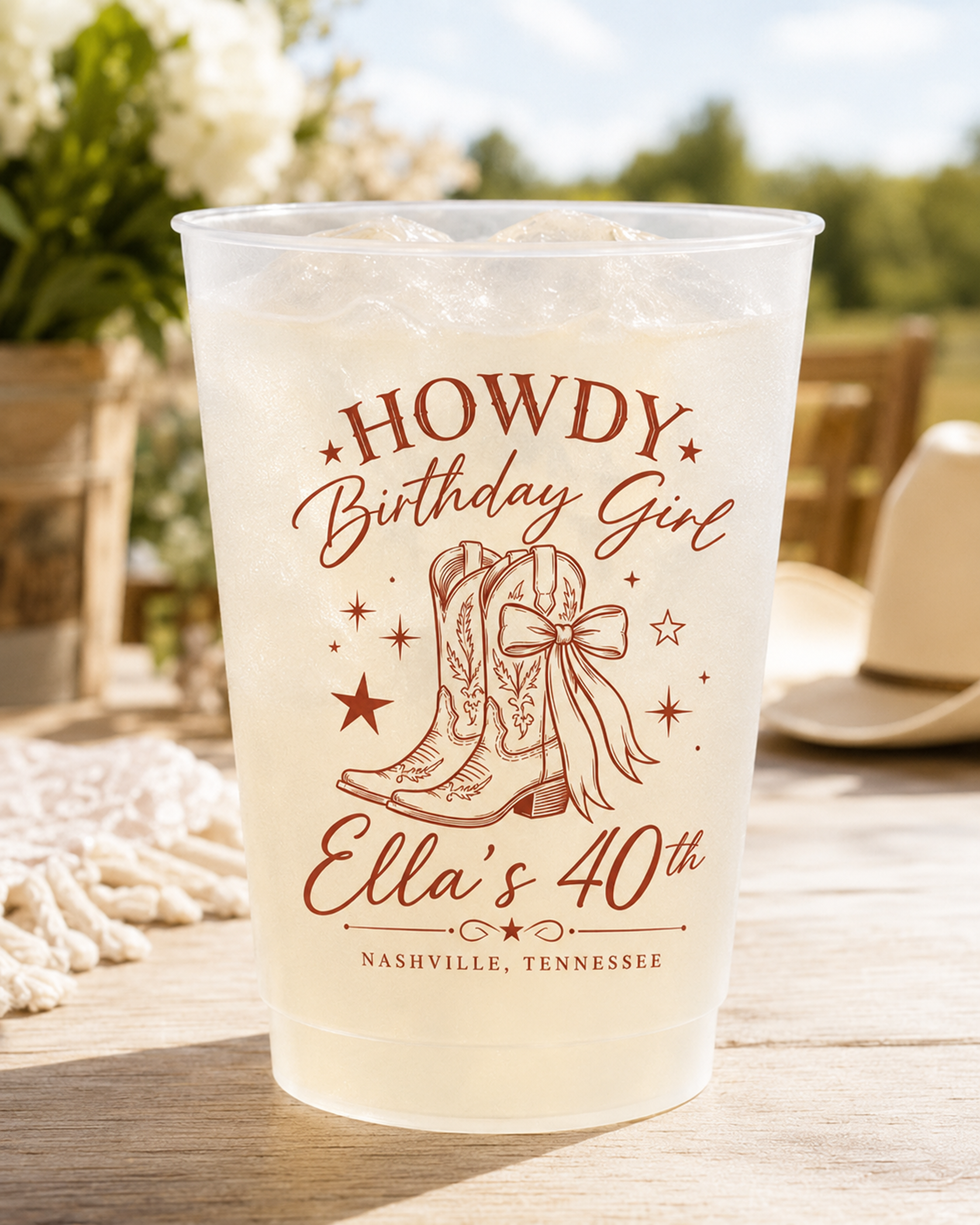 Personalized Birthday Photo Cups, Tropical Birthday Cups, Custom Frosted Plastic Cups, Beach Party Drinkware, Pool Party Favors, Summer Birthday Cups