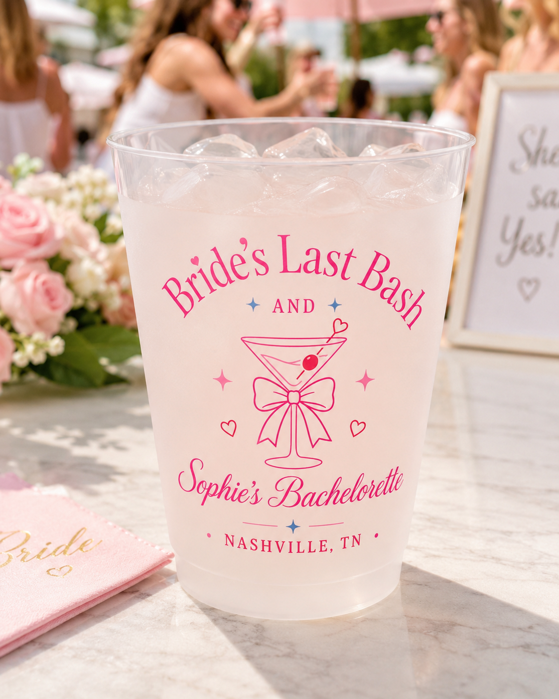 Personalized Birthday Photo Cups, Tropical Birthday Cups, Custom Frosted Plastic Cups, Beach Party Drinkware, Pool Party Favors, Summer Birthday Cups
