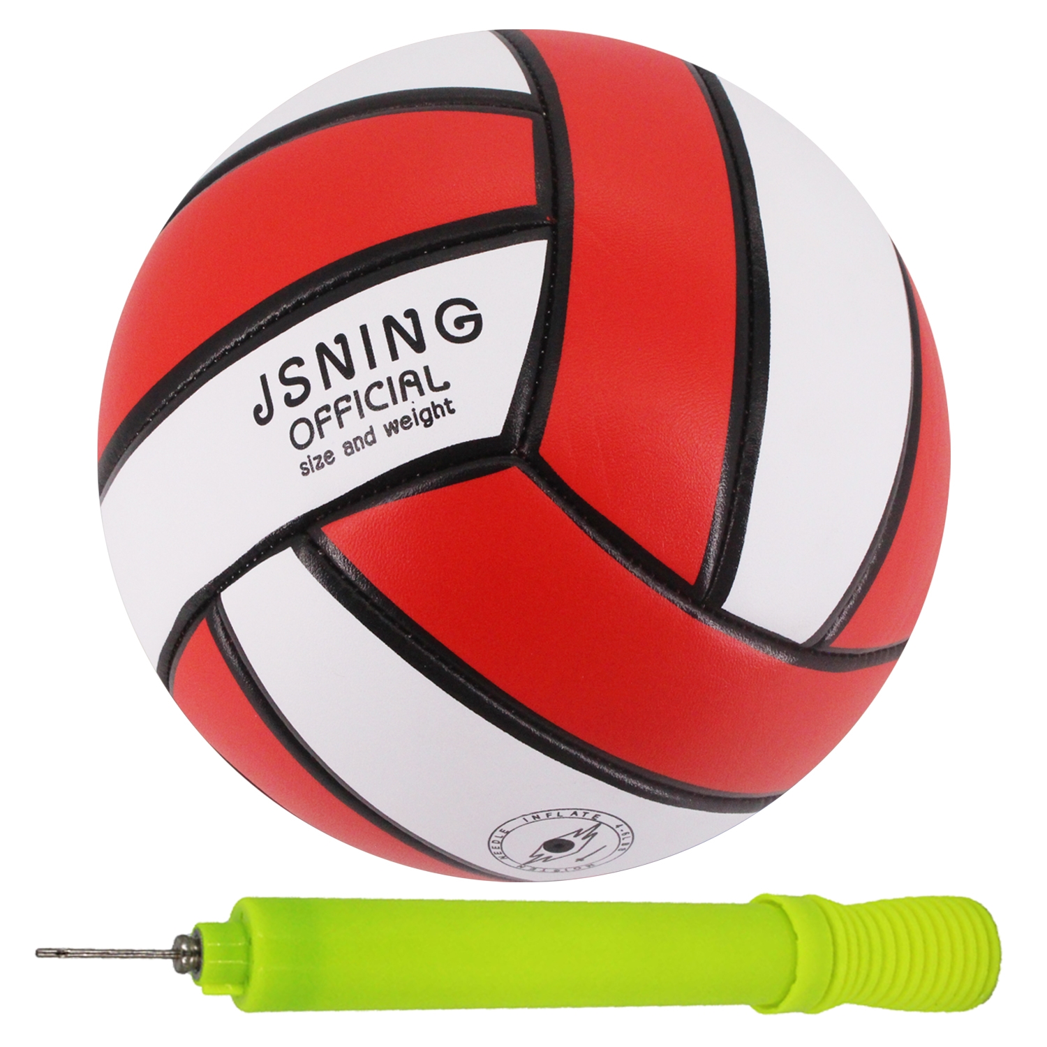 Red White Volleyball ，Classic Minimalist Design Volleyball Soft Touch for Outdoor Indoor Beach Game Official Size 5,Volley Lite Volleyball with Pump