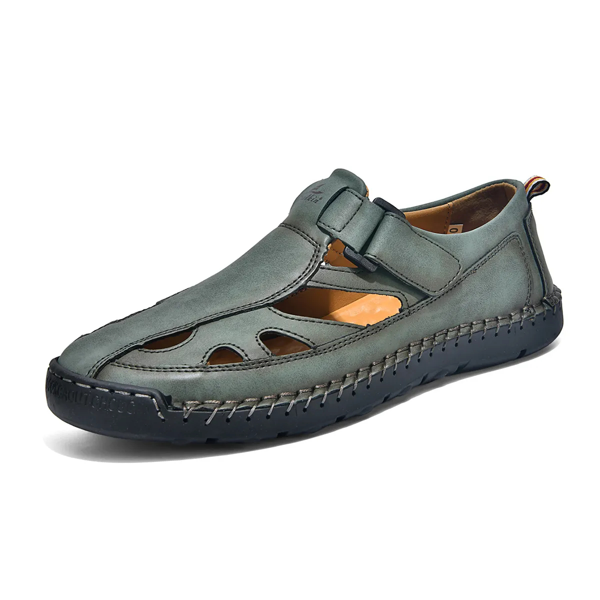 ⏰LAST DAY-70% OFF🛒Men's Adjustable Strap Leather Slides – Comfortable for Daily & Beach