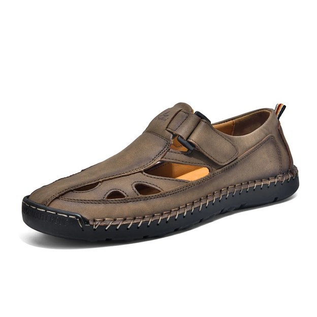 ⏰LAST DAY-70% OFF🛒Men's Adjustable Strap Leather Slides – Comfortable for Daily & Beach