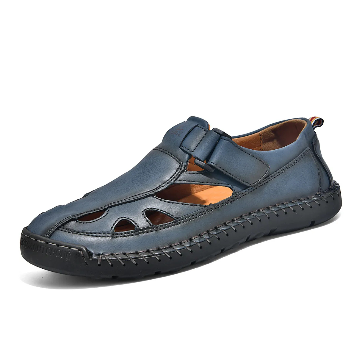 ⏰LAST DAY-70% OFF🛒Men's Adjustable Strap Leather Slides – Comfortable for Daily & Beach