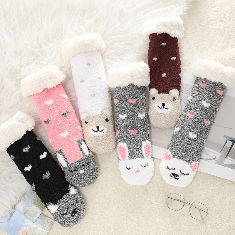 🔥Early Christmas SALE🔥Ultra-thick Cashmere Slipper Home Socks-Love Dots