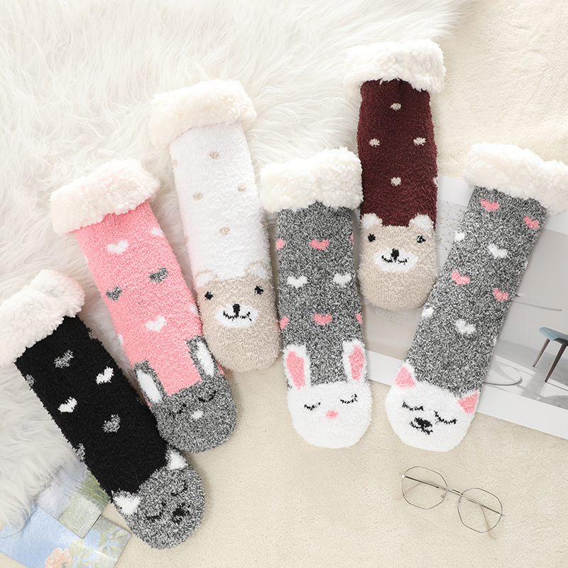 🔥Early Christmas SALE🔥Ultra-thick Cashmere Slipper Home Socks-Love Dots