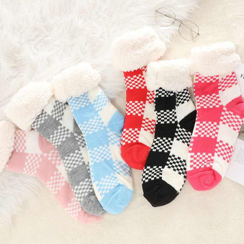 🔥Early Christmas SALE🔥Ultra-thick Cashmere Slipper Home Socks-Plaid pattern