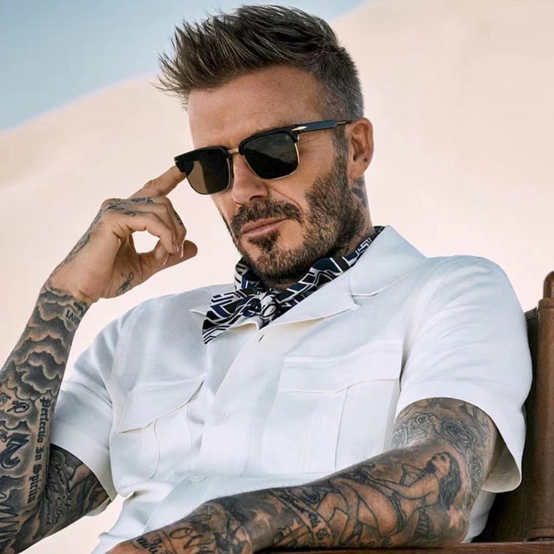 Classic gold-rimmed square sunglasses