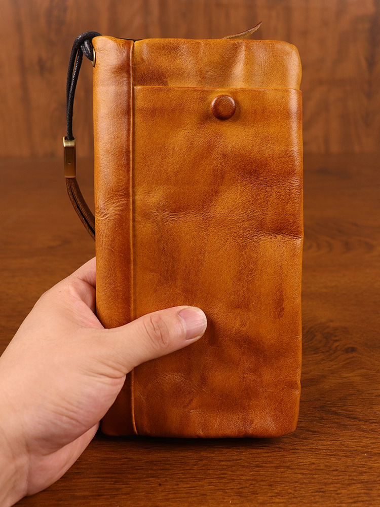 New top layer cowhide handmade long wallet