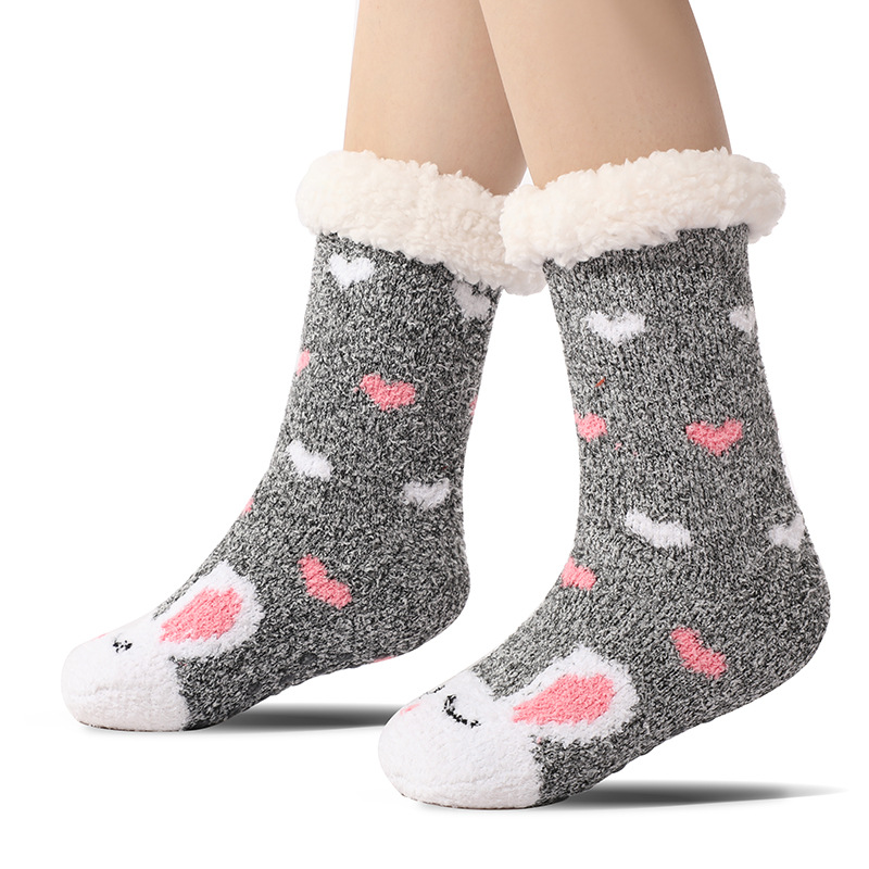 🔥Early Christmas SALE🔥Ultra-thick Cashmere Slipper Home Socks-Love Dots