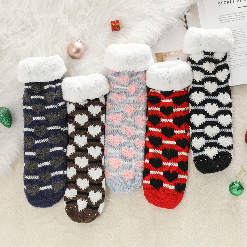 🔥Early Christmas SALE🔥Ultra-thick Cashmere Slipper Home Socks-Heart pattern