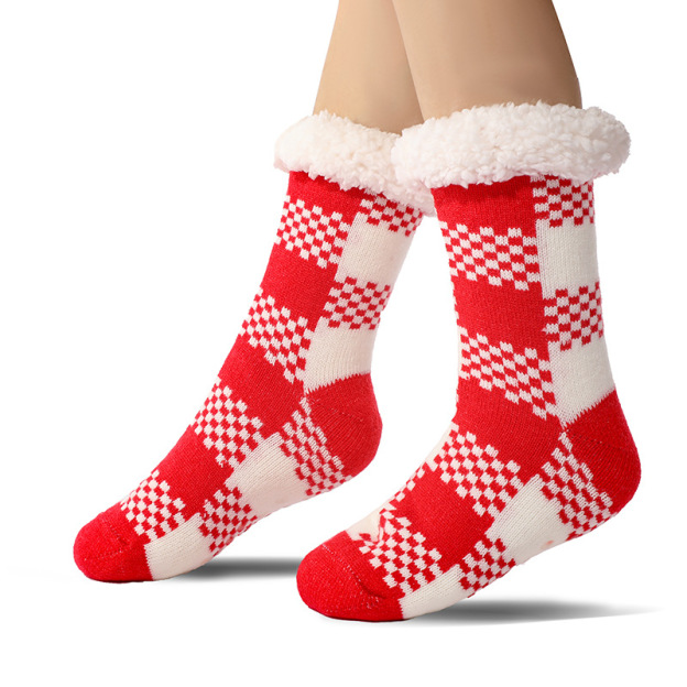 🔥Early Christmas SALE🔥Ultra-thick Cashmere Slipper Home Socks-Plaid pattern