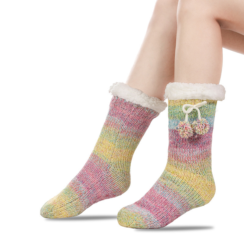 🔥Early Christmas SALE🔥Ultra-thick Cashmere Slipper Home Socks-cherry