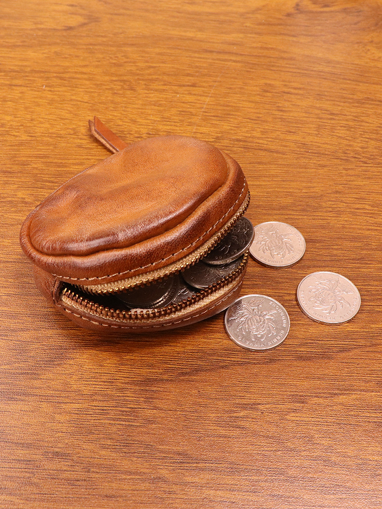 New cowhide coin purse retro handmade headphone bag