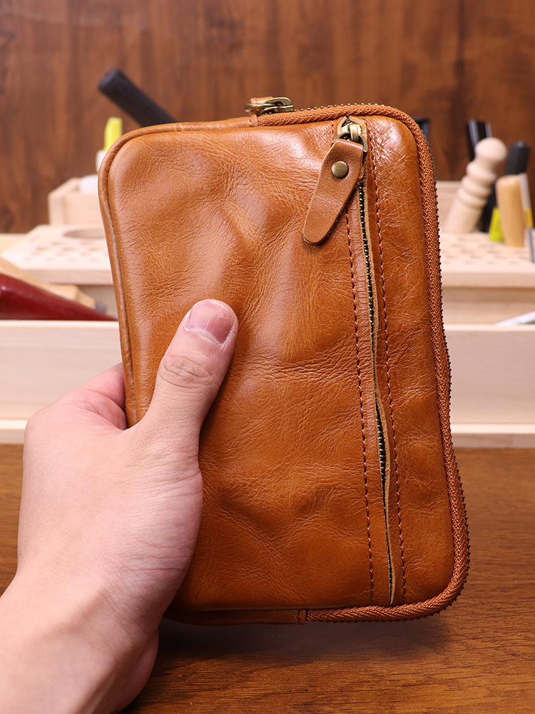 New style distressed handmade cowhide clutch bag