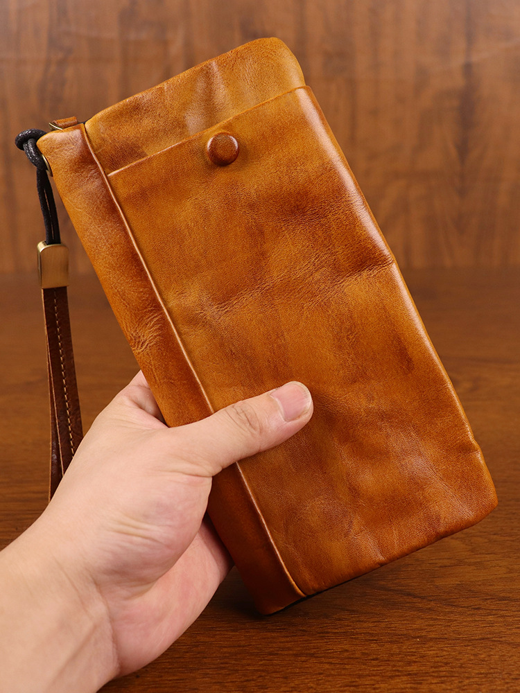New top layer cowhide handmade long wallet