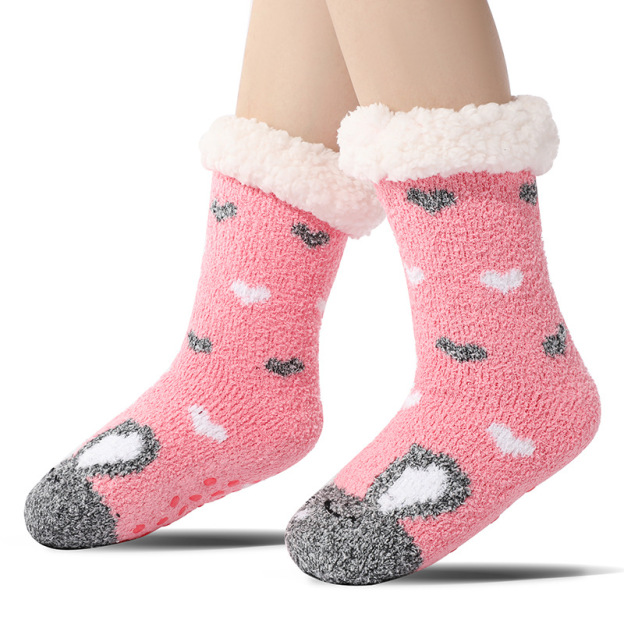 🔥Early Christmas SALE🔥Ultra-thick Cashmere Slipper Home Socks-Love Dots
