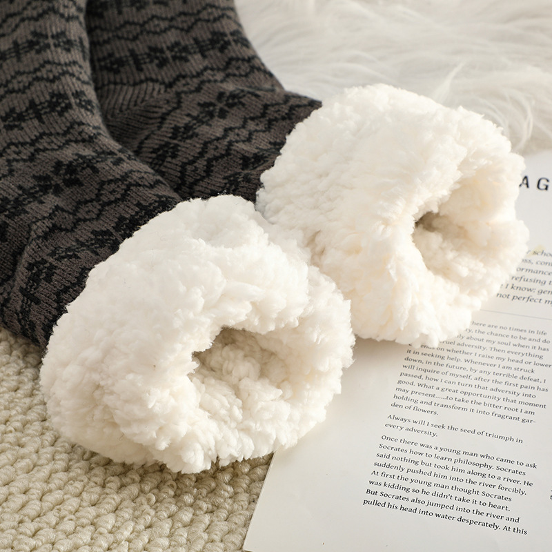 🔥Early Christmas SALE🔥Ultra-thick Cashmere Slipper Home Socks-Snowflake Stripes