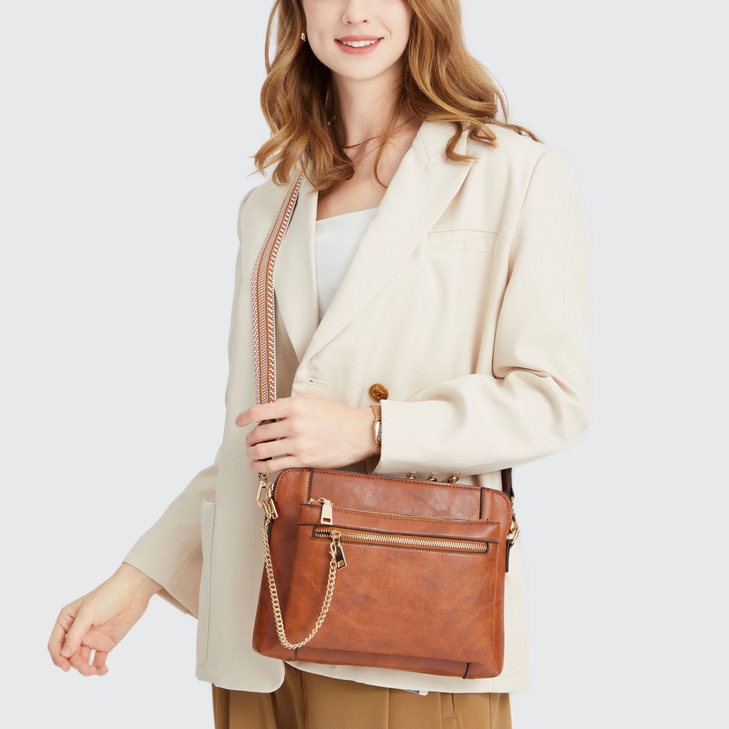 Multifunctional Crossbody Shoulder Bag Wallet Removable Bohemian Wide Shoulder Strap