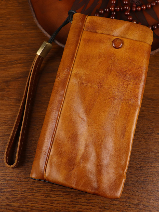 New top layer cowhide handmade long wallet
