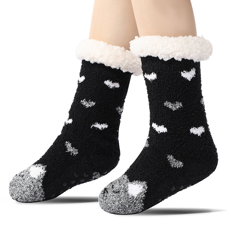 🔥Early Christmas SALE🔥Ultra-thick Cashmere Slipper Home Socks-Love Dots