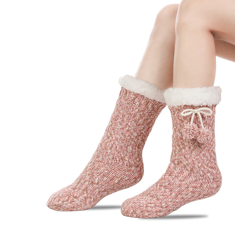 🔥Early Christmas SALE🔥Ultra-thick Cashmere Slipper Home Socks-cherry