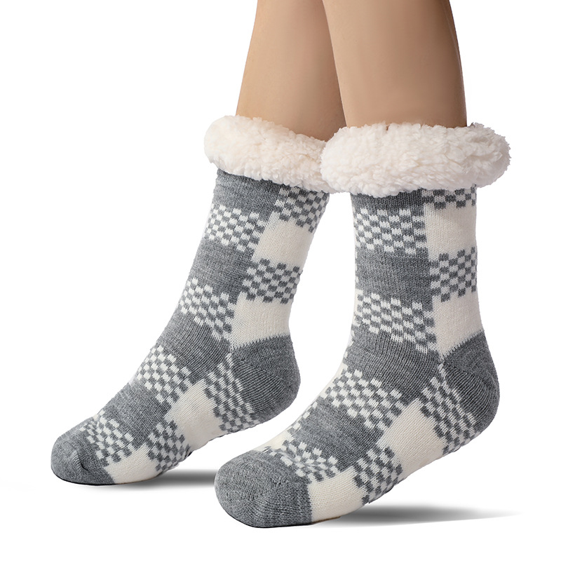 🔥Early Christmas SALE🔥Ultra-thick Cashmere Slipper Home Socks-Plaid pattern