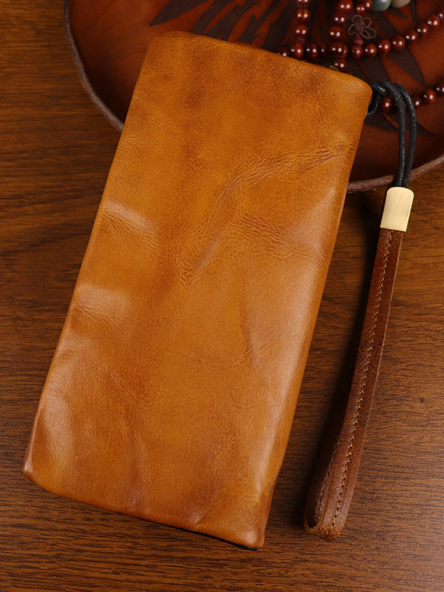 New top layer cowhide handmade long wallet
