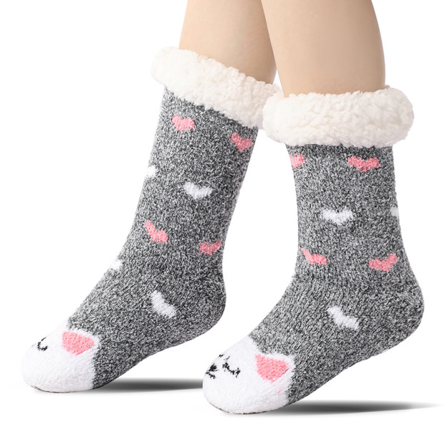 🔥Early Christmas SALE🔥Ultra-thick Cashmere Slipper Home Socks-Love Dots