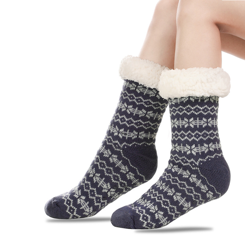 🔥Early Christmas SALE🔥Ultra-thick Cashmere Slipper Home Socks-Snowflake Stripes