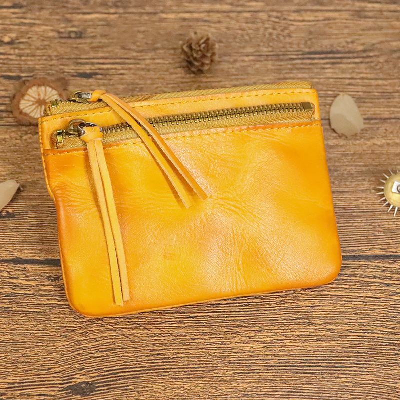 Top layer cowhide vintage distressed coin purse