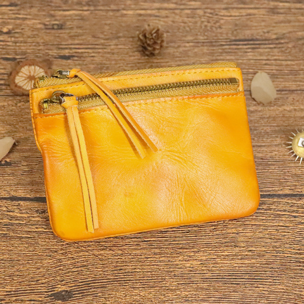 Top layer cowhide vintage distressed coin purse