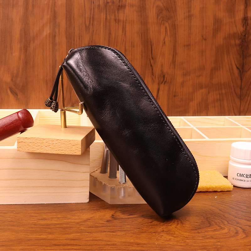 New top layer cowhide pencil case glasses storage bag