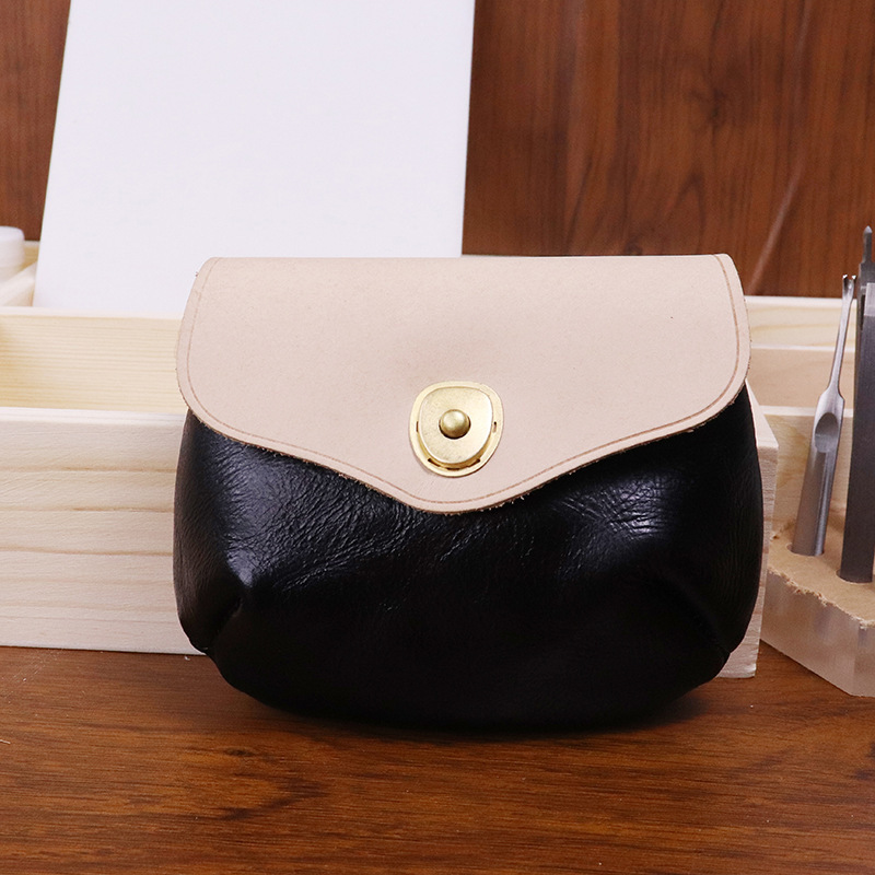 New top layer cowhide headphone bag neck hanging coin purse