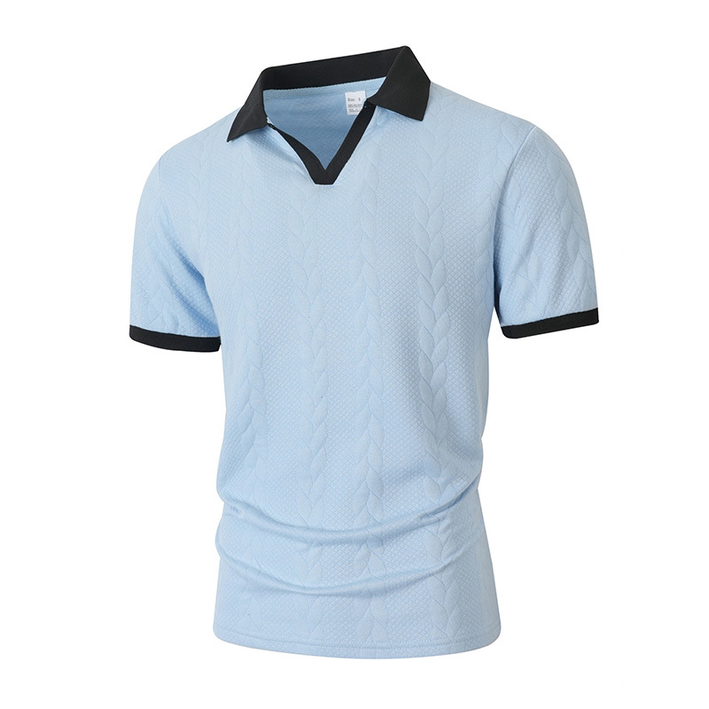 New men's patchwork short-sleeved polo shirt